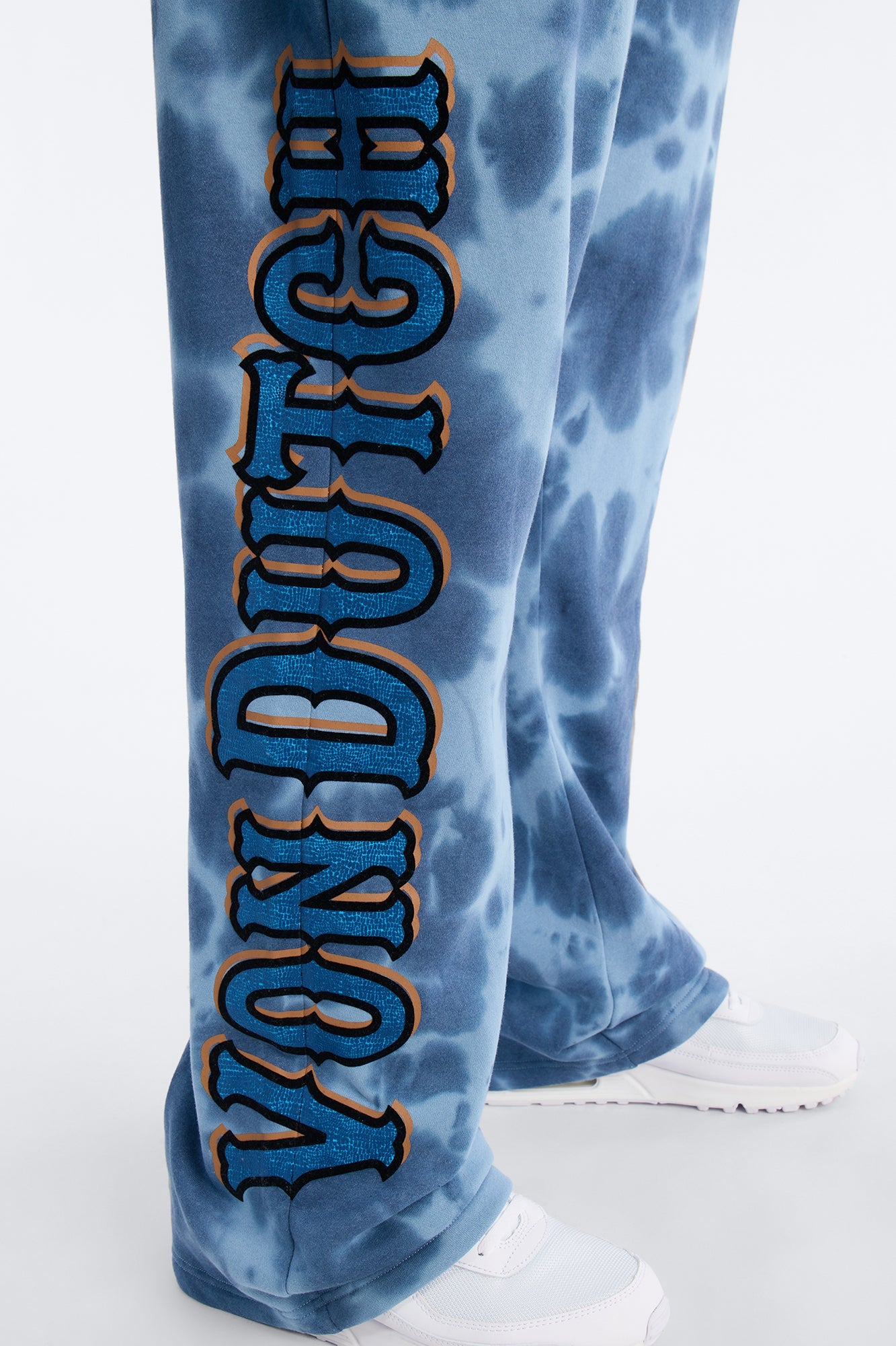 Baggy Von Dutch Outlaw Bleach Dyed Raw Edge Sweatpants - Blue