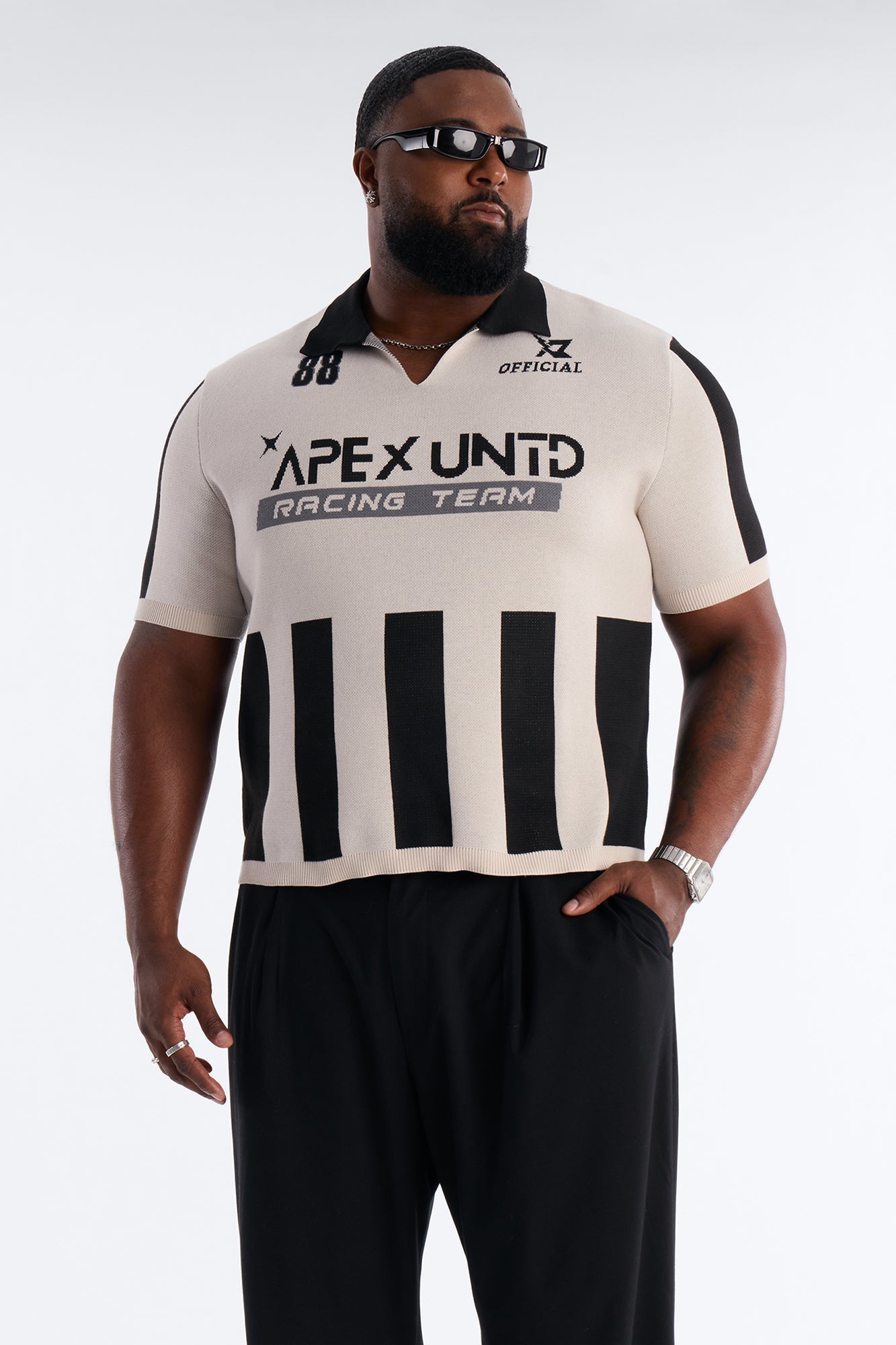 Apex United Johnny Collar Knit Top - Black/combo