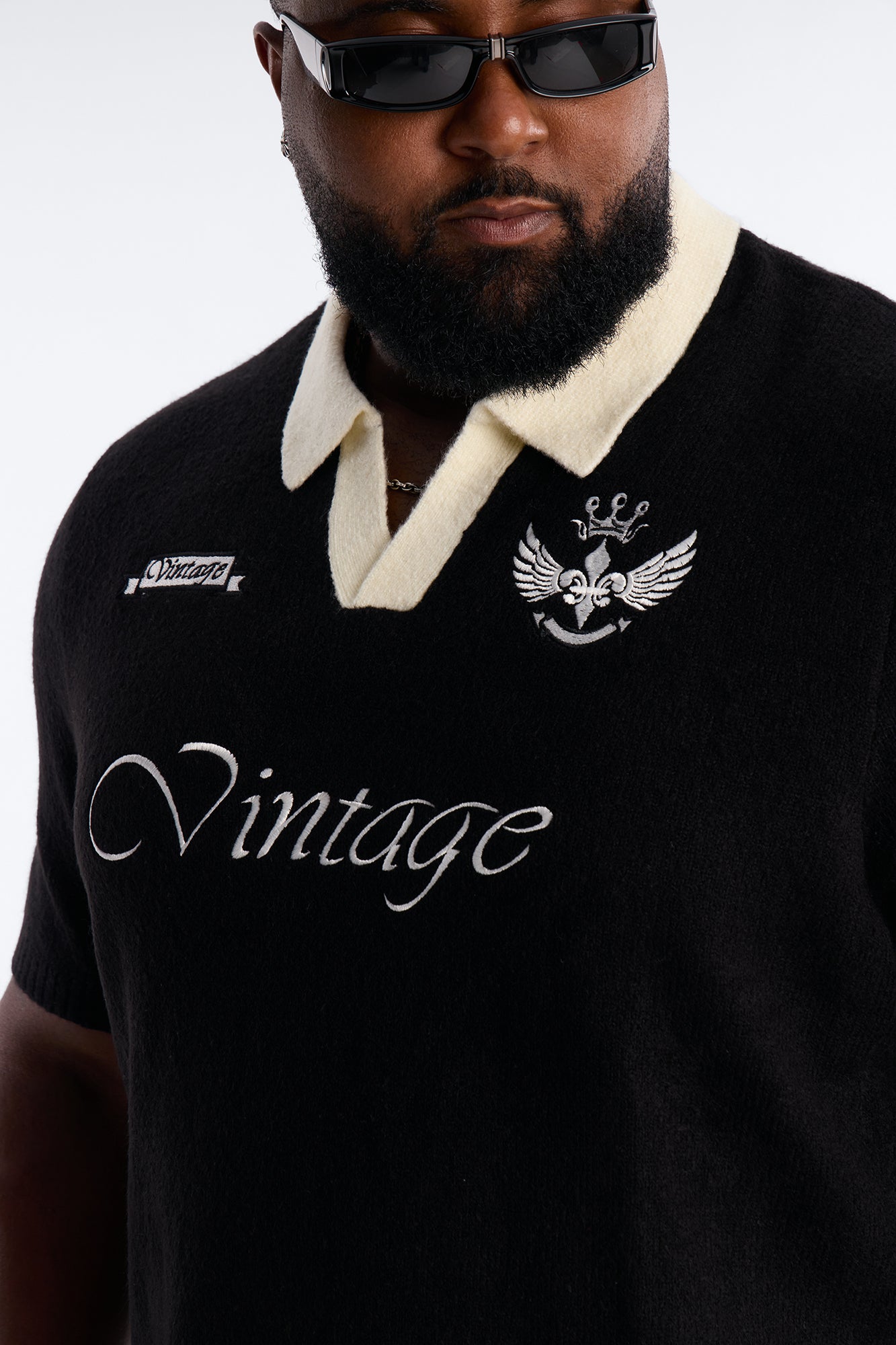 Cambridge Sweater Johnny Collar Polo - Black