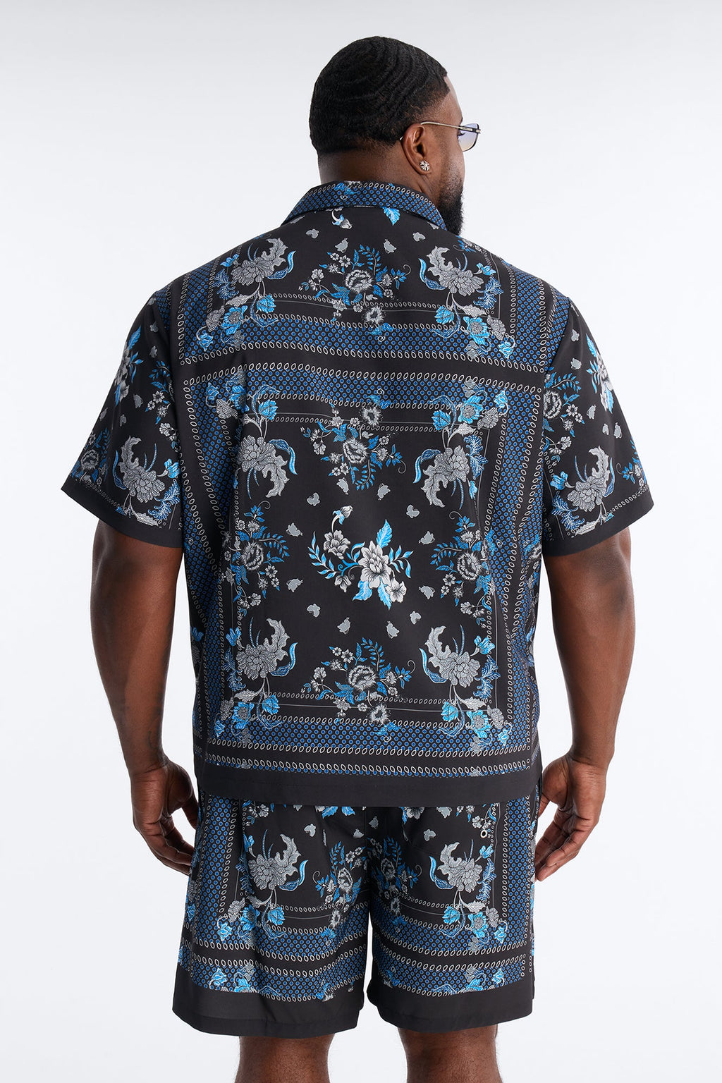 Relaxed Mirage Bloom Cuban Collar Button Shirt - Black