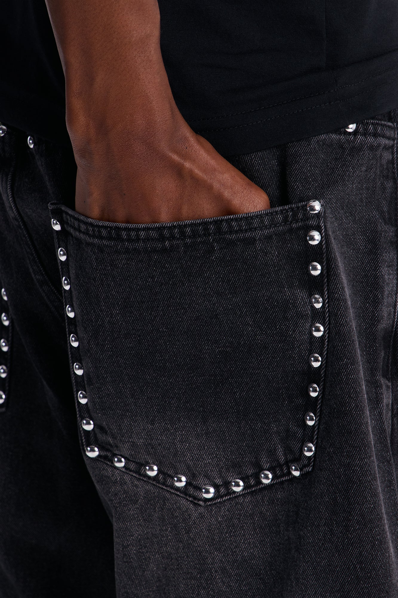 Baggy Studded Mayhem Jean - Black Wash