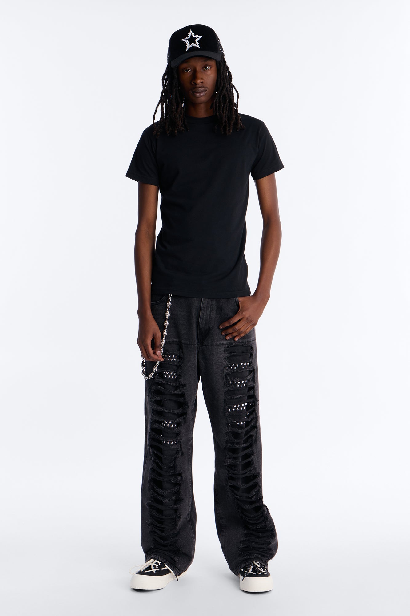 Baggy Studded Mayhem Jean - Black Wash