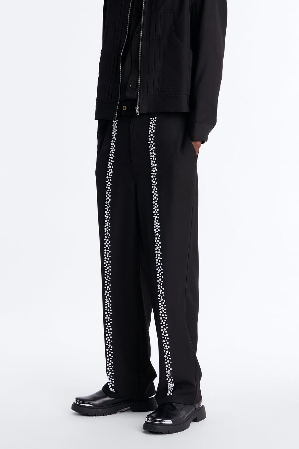 Baggy Pearl Cascade Trouser - Black