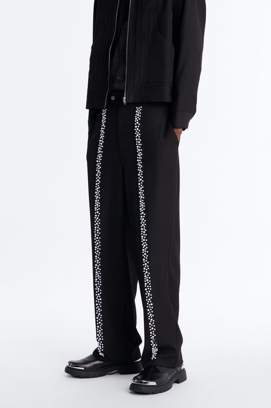 Baggy Pearl Cascade Trouser - Black
