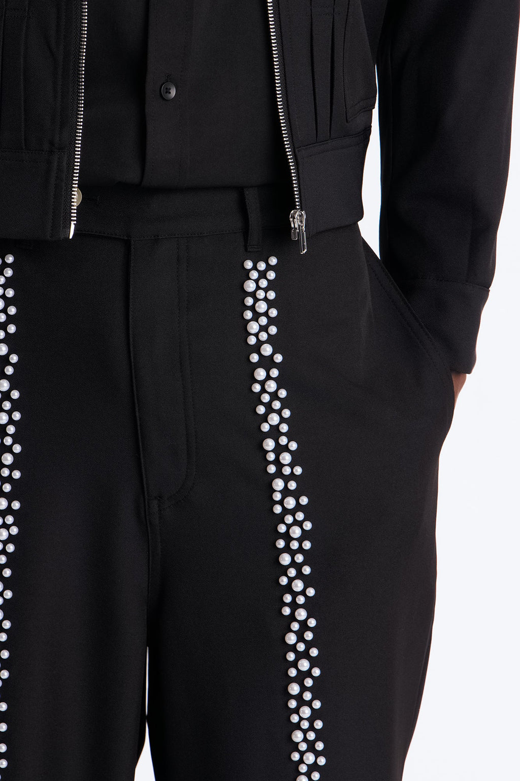 Baggy Pearl Cascade Trouser - Black