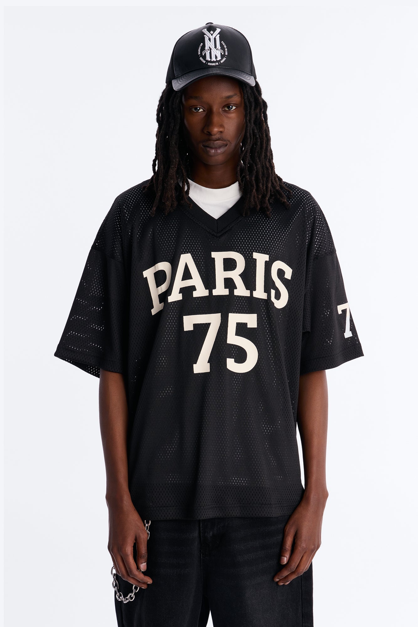 Jersey Fit Paris 75 V-Neck Shirt - Black