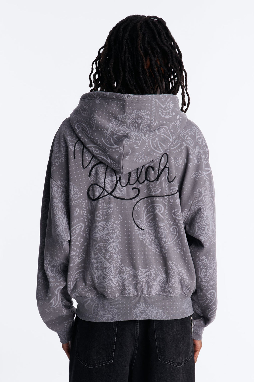 Von Dutch Chain Stitched Zip Up Hoodie - Charcoal
