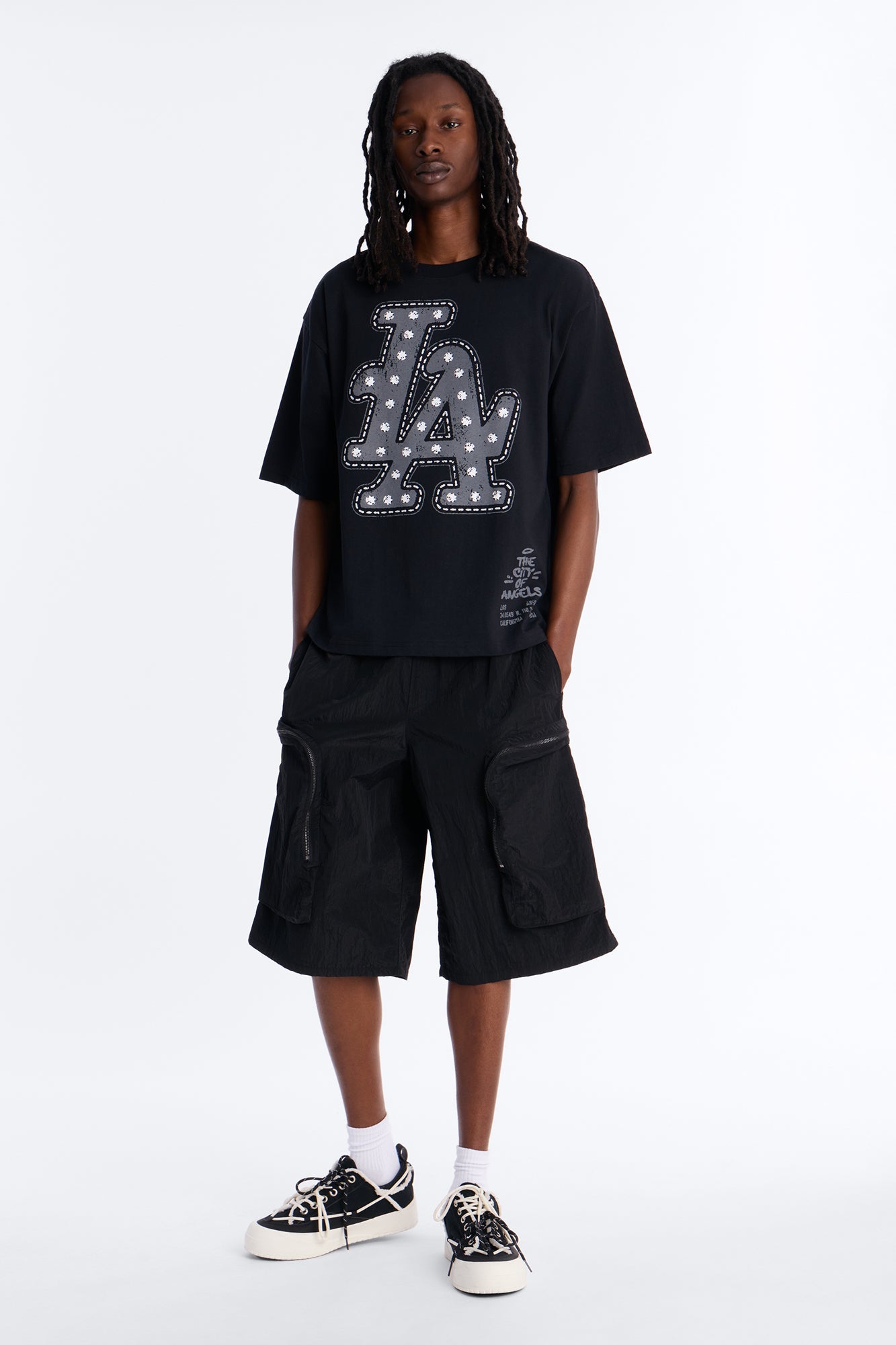 LA Hustle District Boxy Short Sleeve Tee - Black