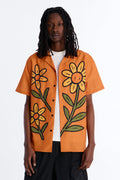 Relaxed Golden Sunshine Petals Button Up Shirt - Orange