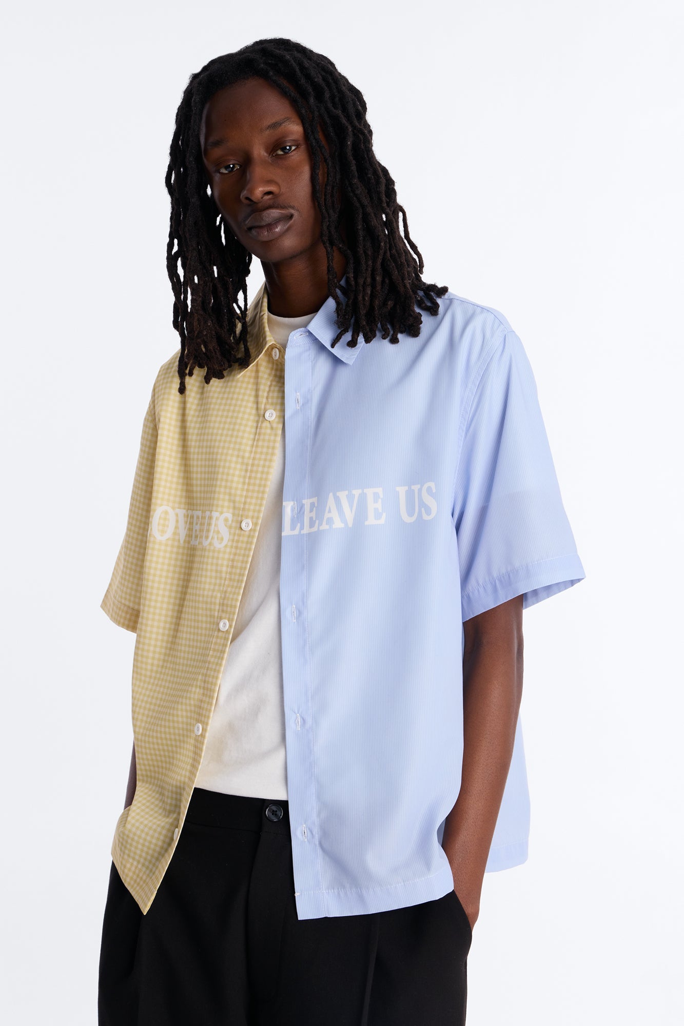 Relaxed Split Button Up Shirt - Yellow