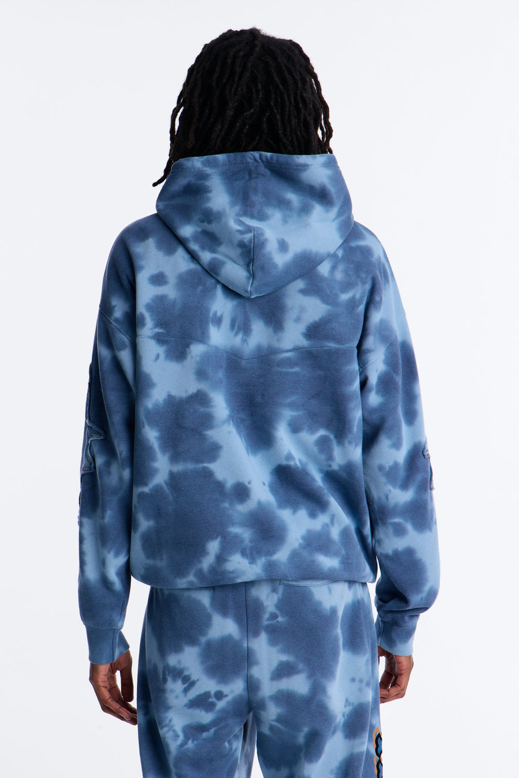 Von Dutch Outlaw Bleach Dyed Raw Edge Hoodie - Blue