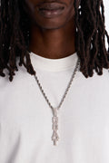 GOAT Vertical Iced Pendant Necklace - Silver