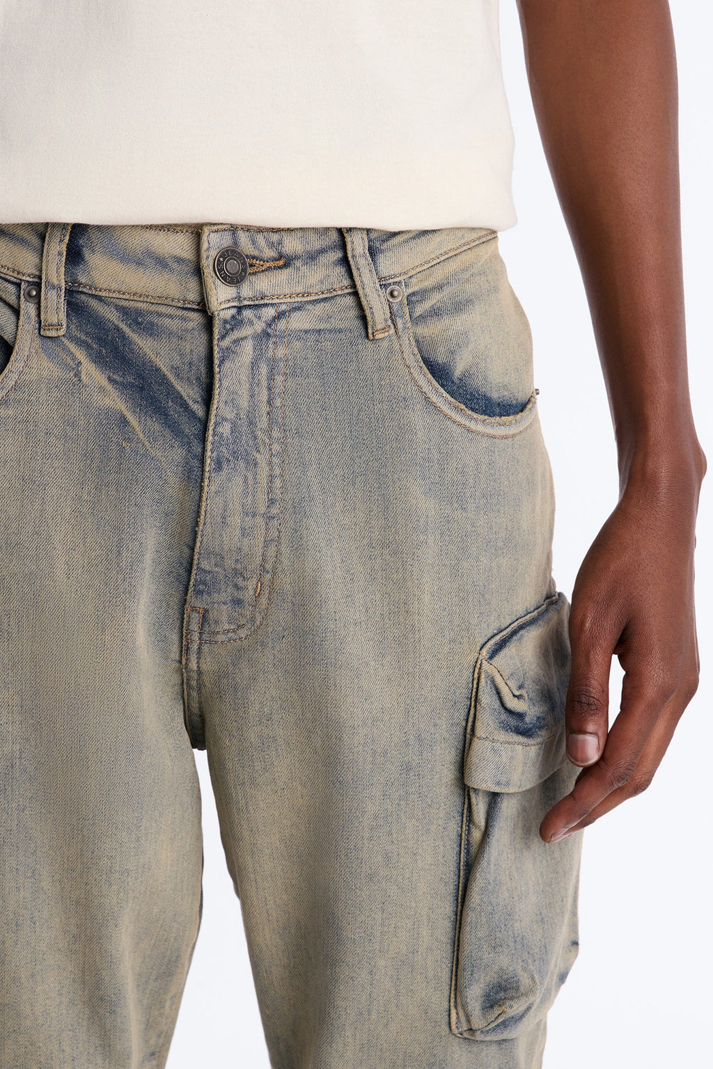 Stacked Slim Flare Cargo All The Way Jean - Vintage Wash