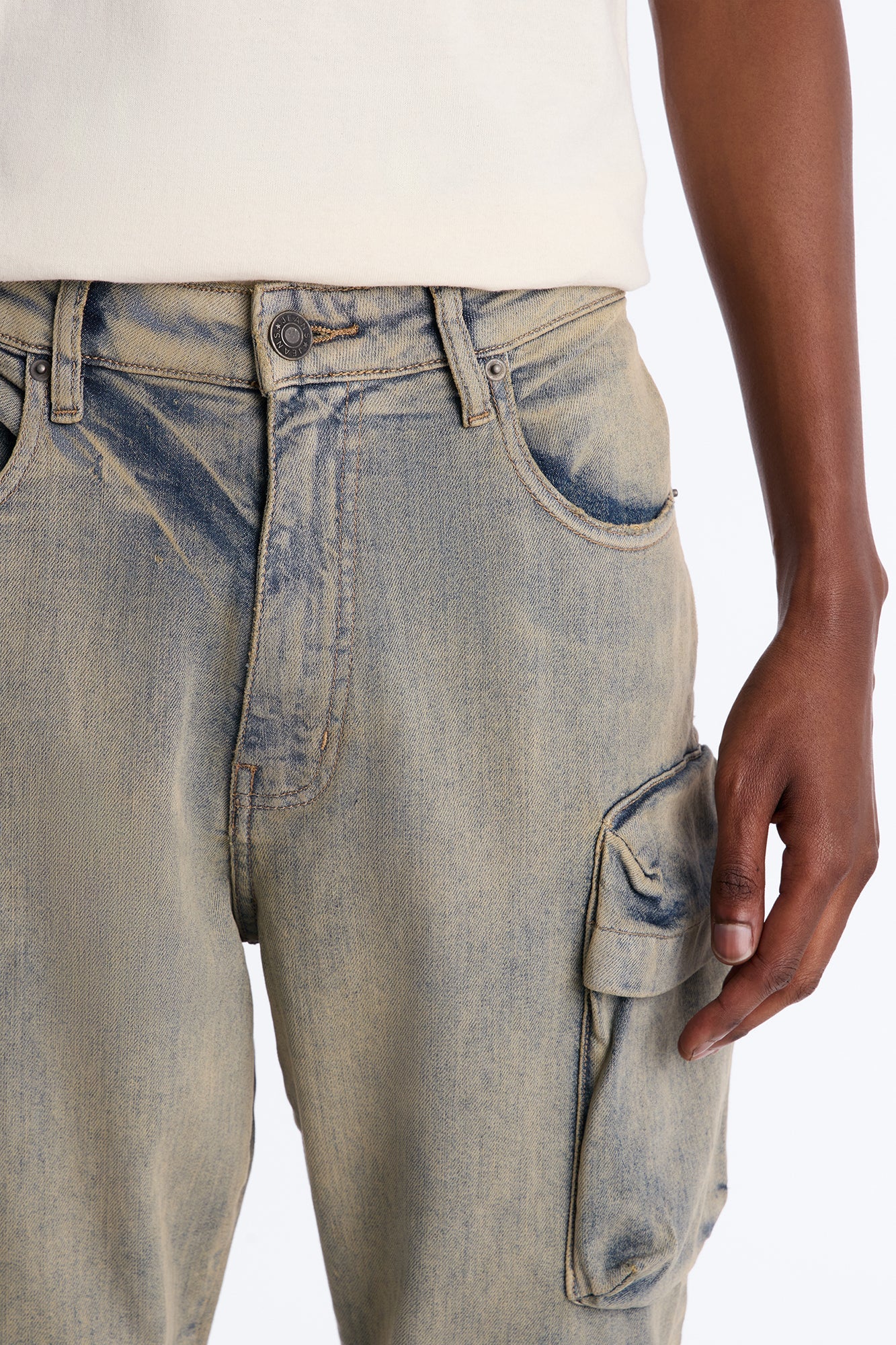 Stacked Slim Flare Cargo All The Way Jean - Vintage Wash