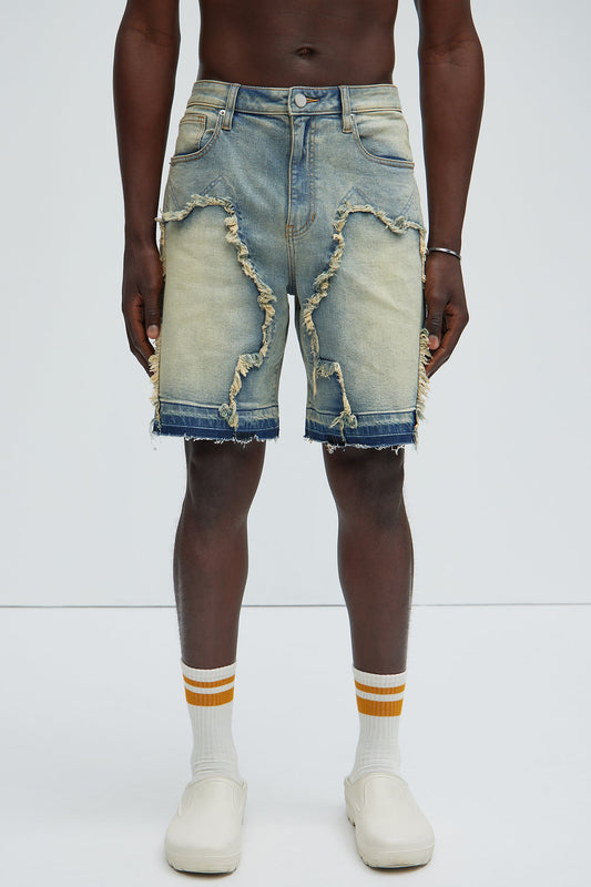 Barker Relaxed Denim Shorts - Vintage Blue Wash