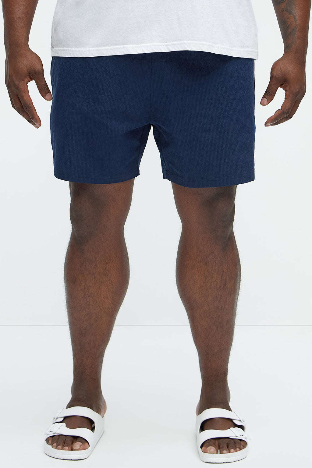Seersucker Swim Trunk 6″ - Navy
