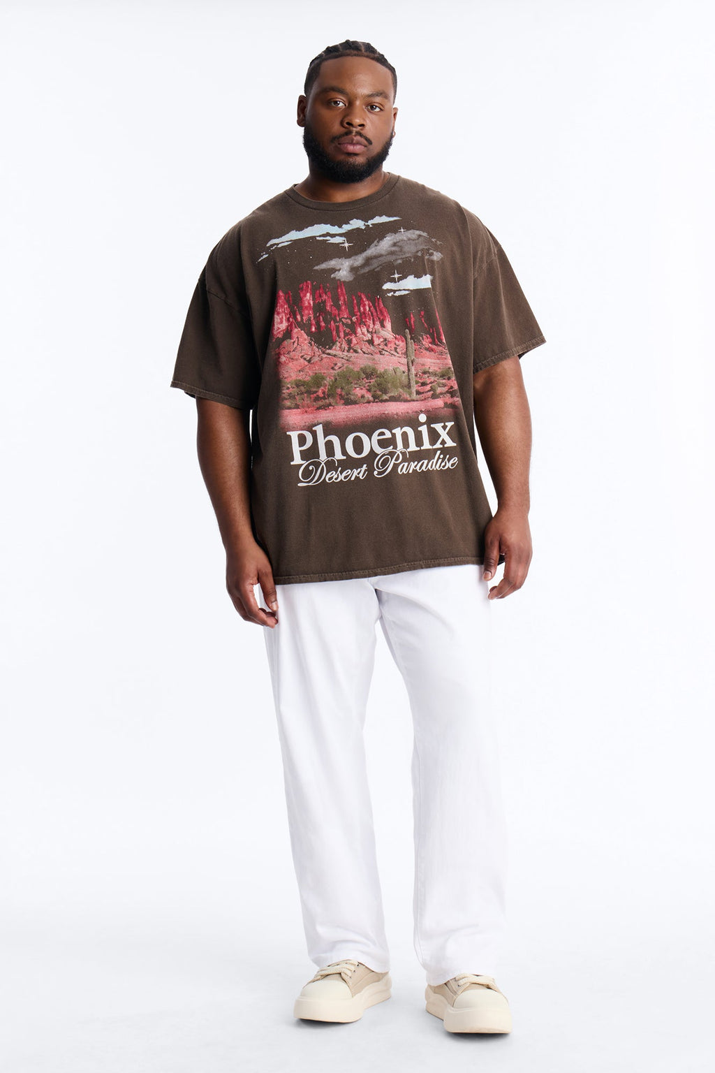 Phoenix Desert Paradise Oversized Short Sleeve Tee - Chocolate