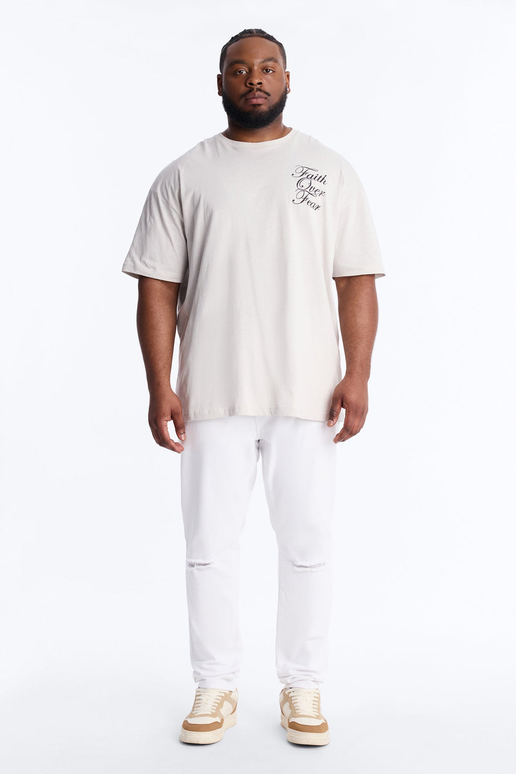 Eternal Faith Over Fear Short Sleeve Tee - Grey