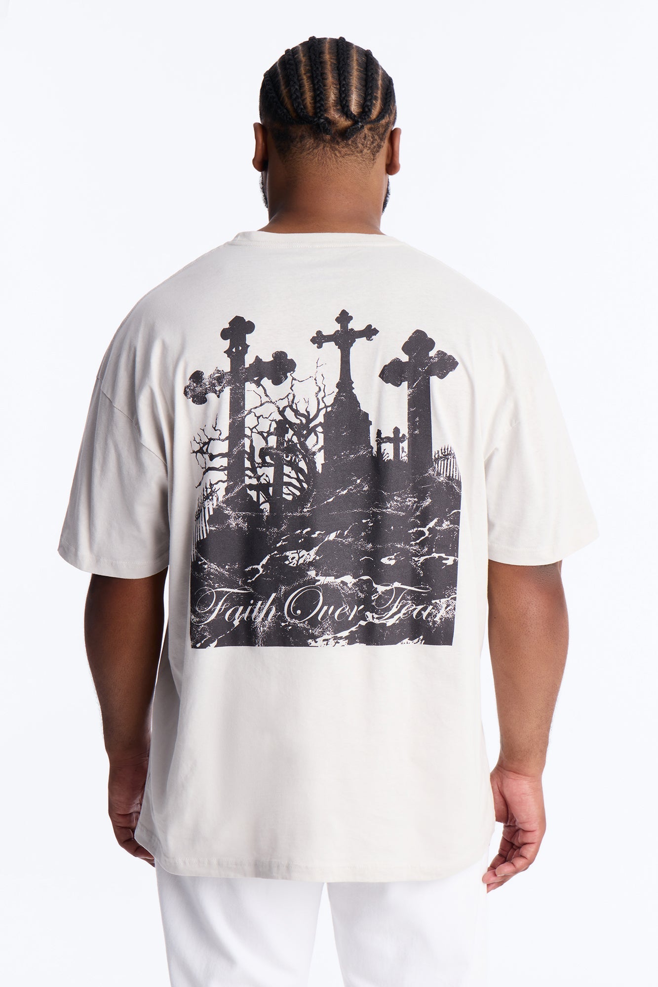 Eternal Faith Over Fear Short Sleeve Tee - Grey