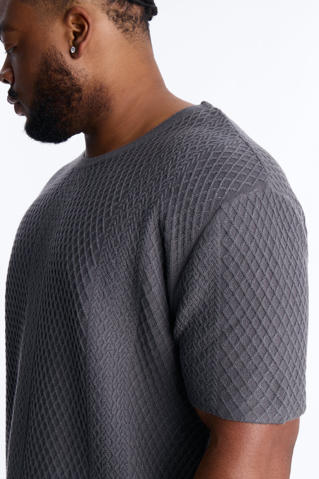 Relaxed Knitted Crewneck Tee - Black