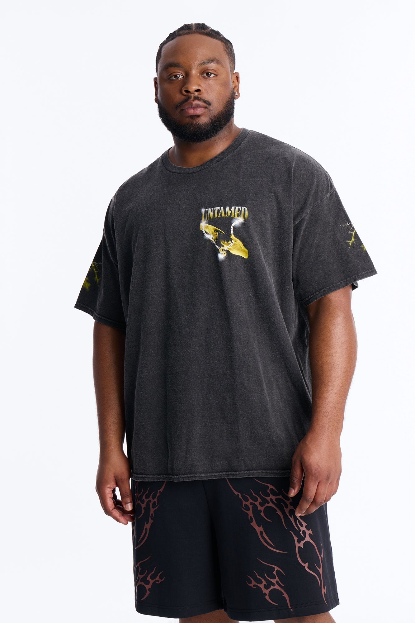 Untamed Hustle Vintage Oversized Short Sleeve Tee - Black Wash