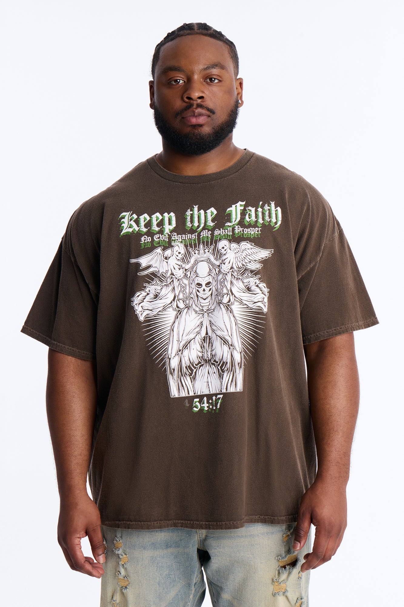 Keep The Faith Always Vintage Short Sleeve Tee - Brown