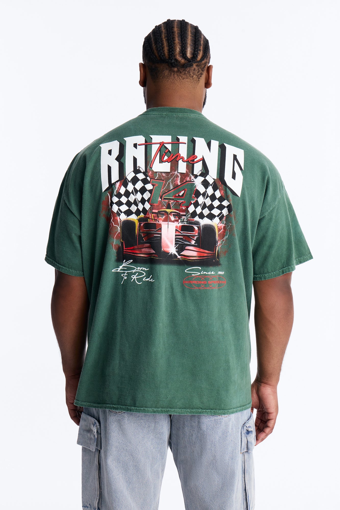 Racing Time Oversized Short Sleeve Tee - Hunter Green