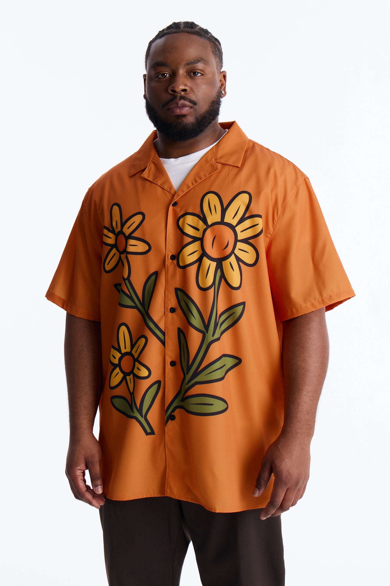 Relaxed Golden Sunshine Petals Button Up Shirt - Orange