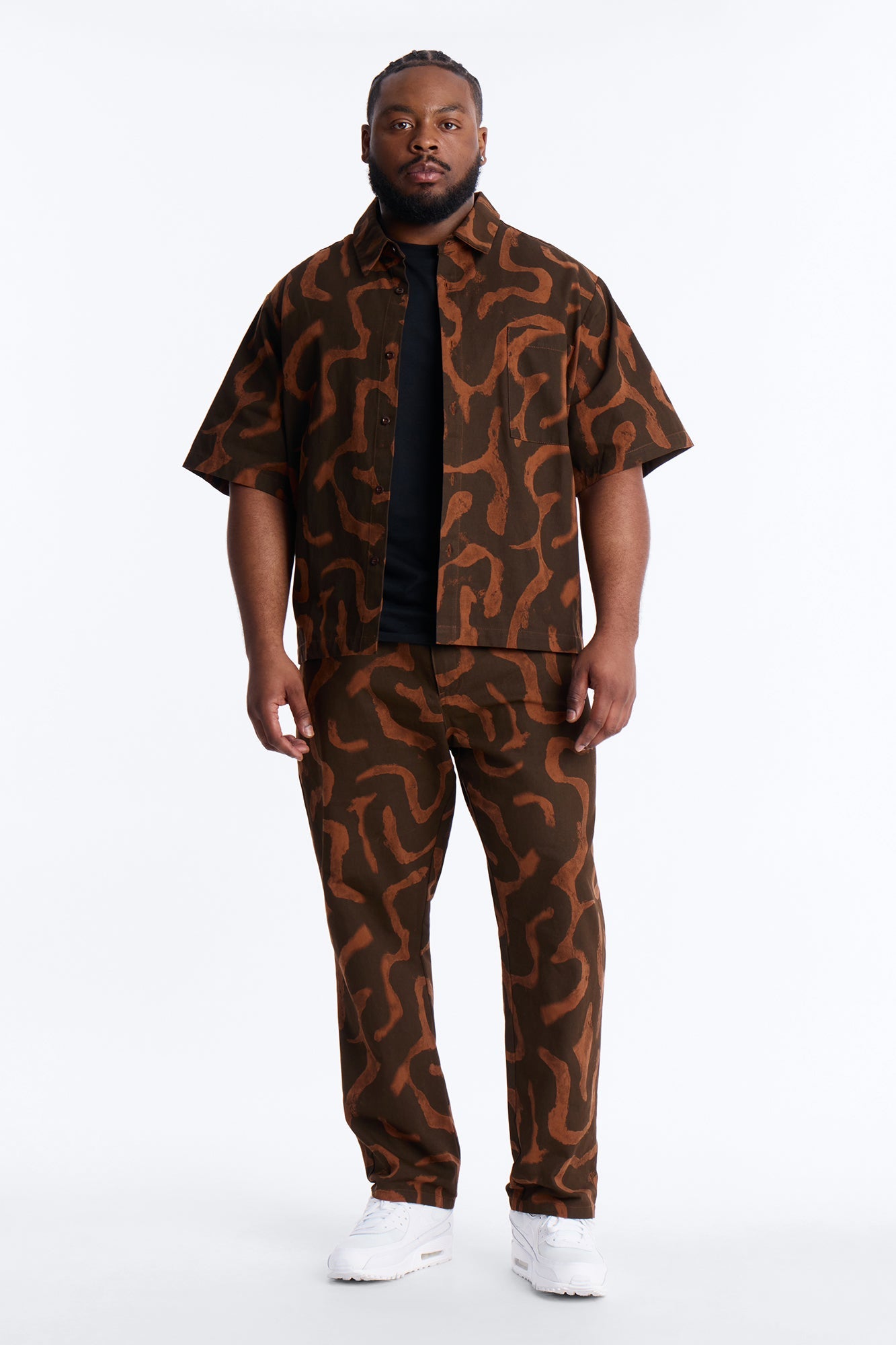 Drizzled Button Up Shirt - Rust