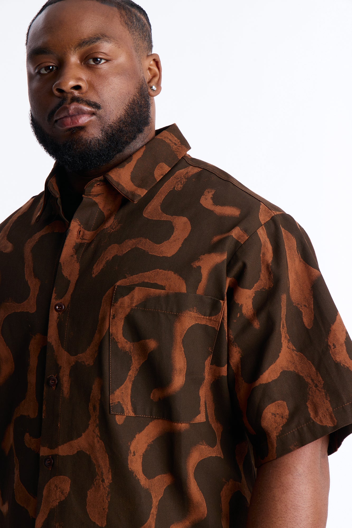 Drizzled Button Up Shirt - Rust