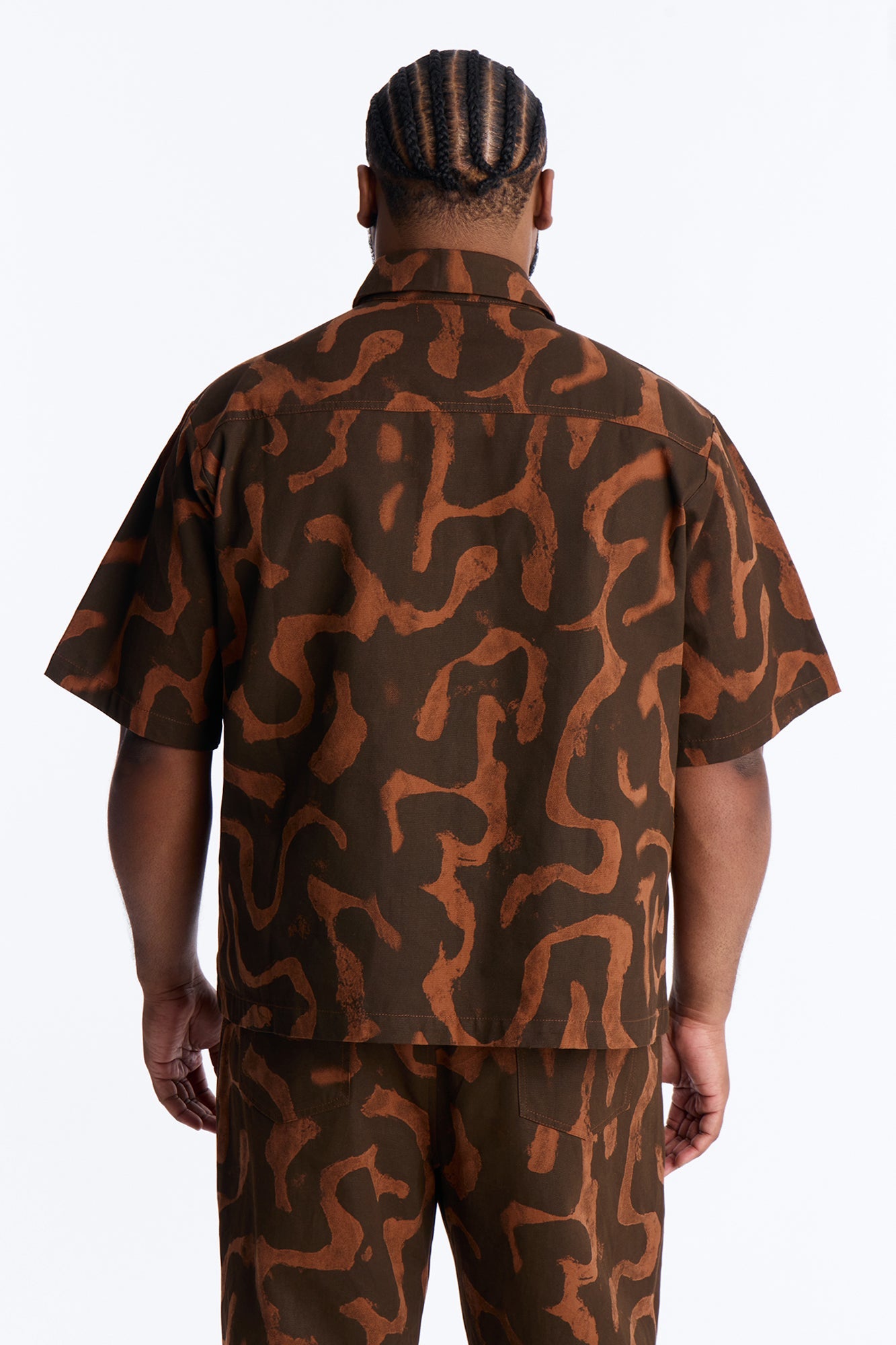 Drizzled Button Up Shirt - Rust