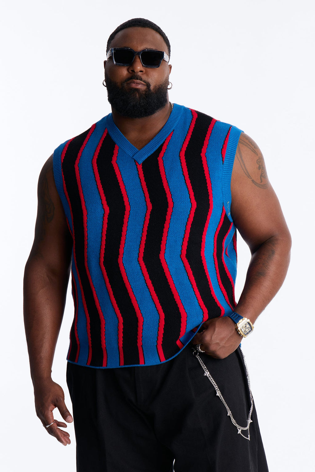 After Midnight Flame Sweater Vest - Blue