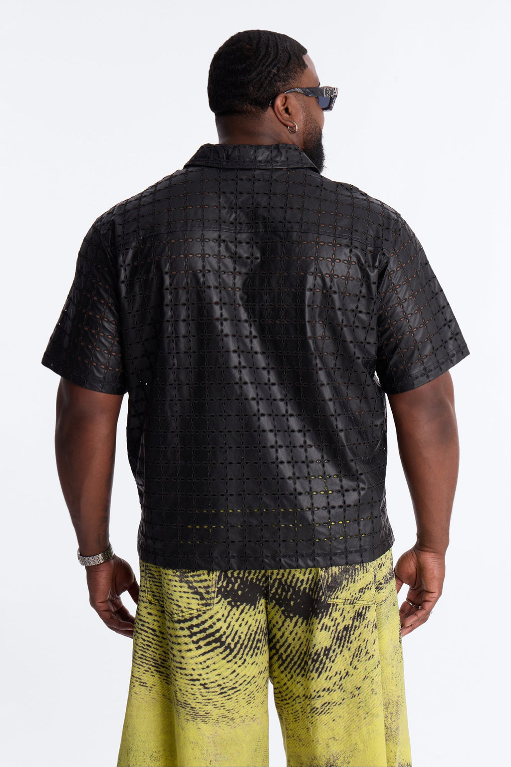 Relaxed Sunset Fever Faux Leather Polo - Black