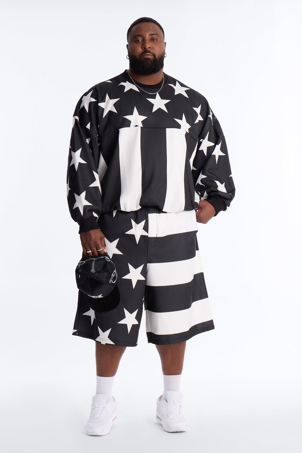 Stars And Stripes Baggy Short - Black/White