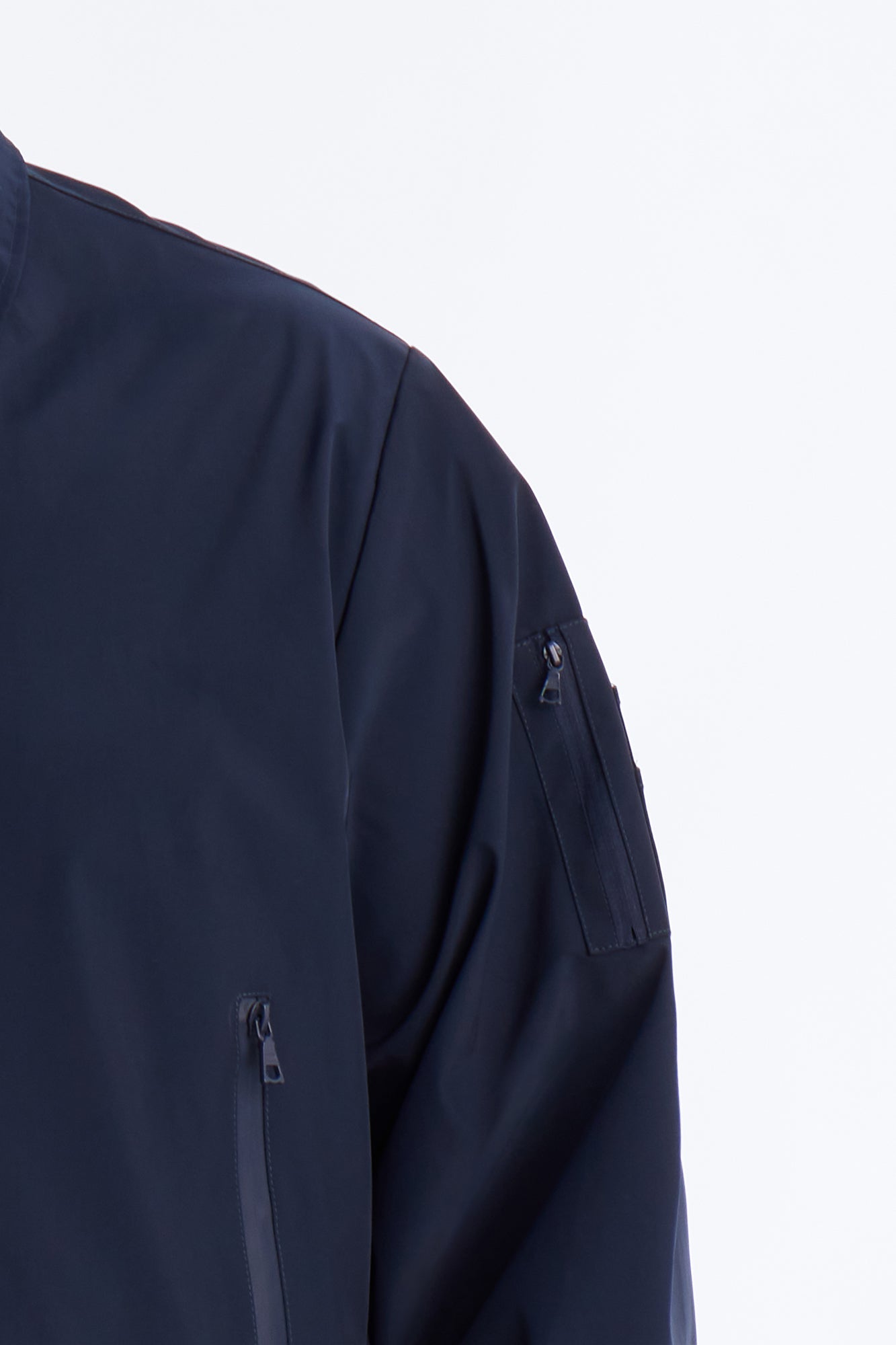 Cropped Relaxed Liberty Zip Bomber Jacket - Navy