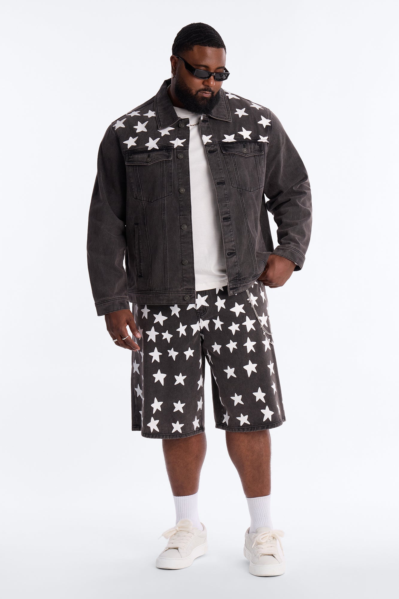 Baggy Star Spangled Denim Short - Black Wash