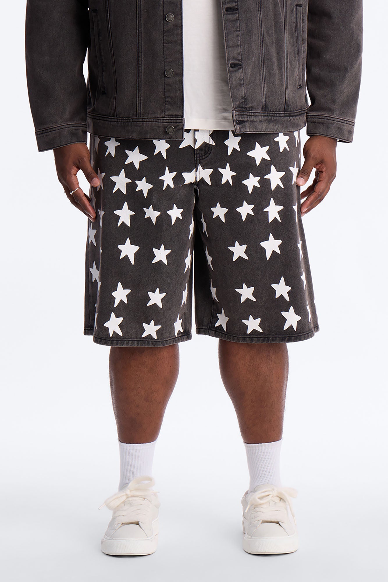 Baggy Star Spangled Denim Short - Black Wash