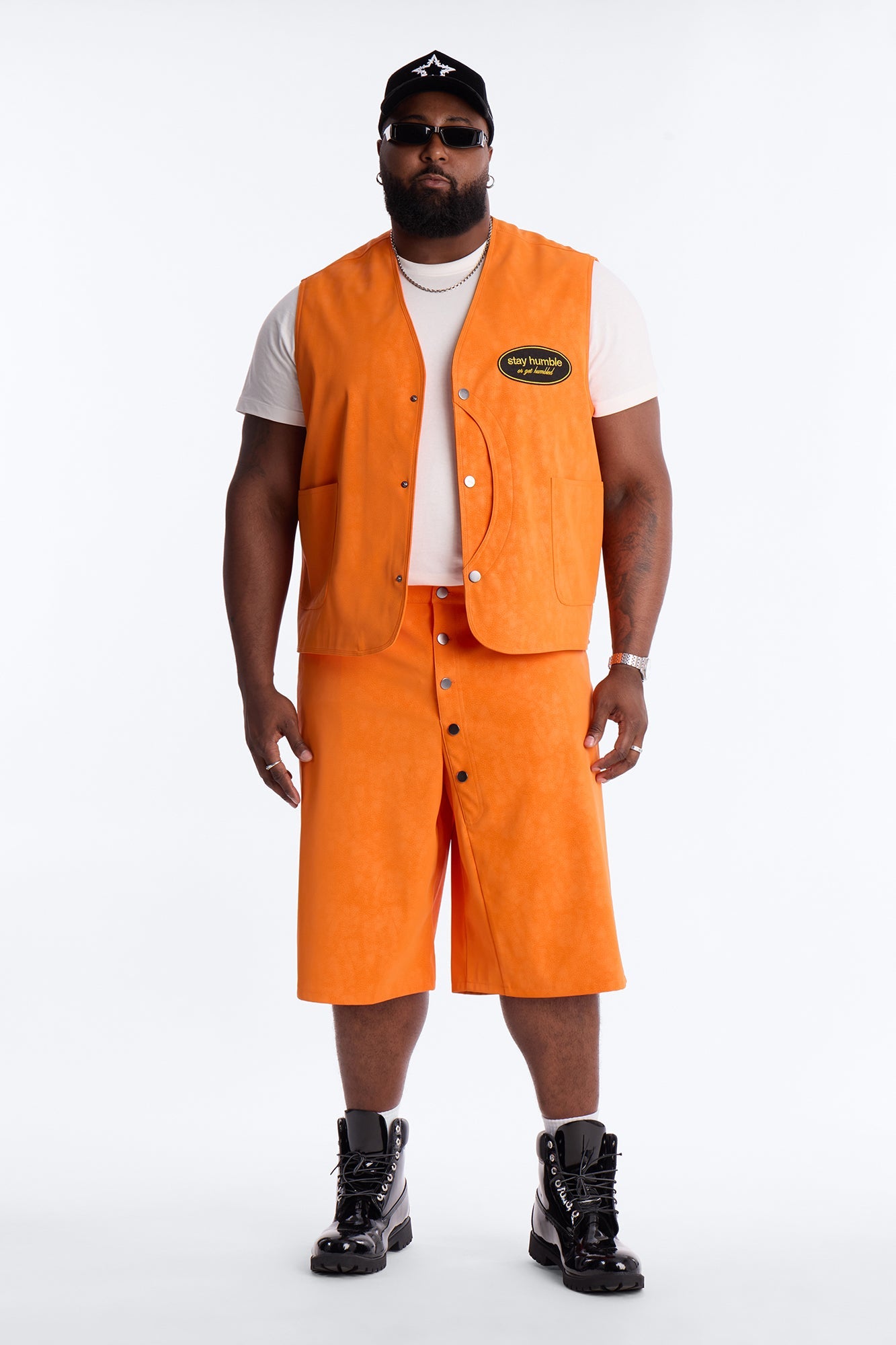 Rebel Hyde Faux Leather Vest - Orange