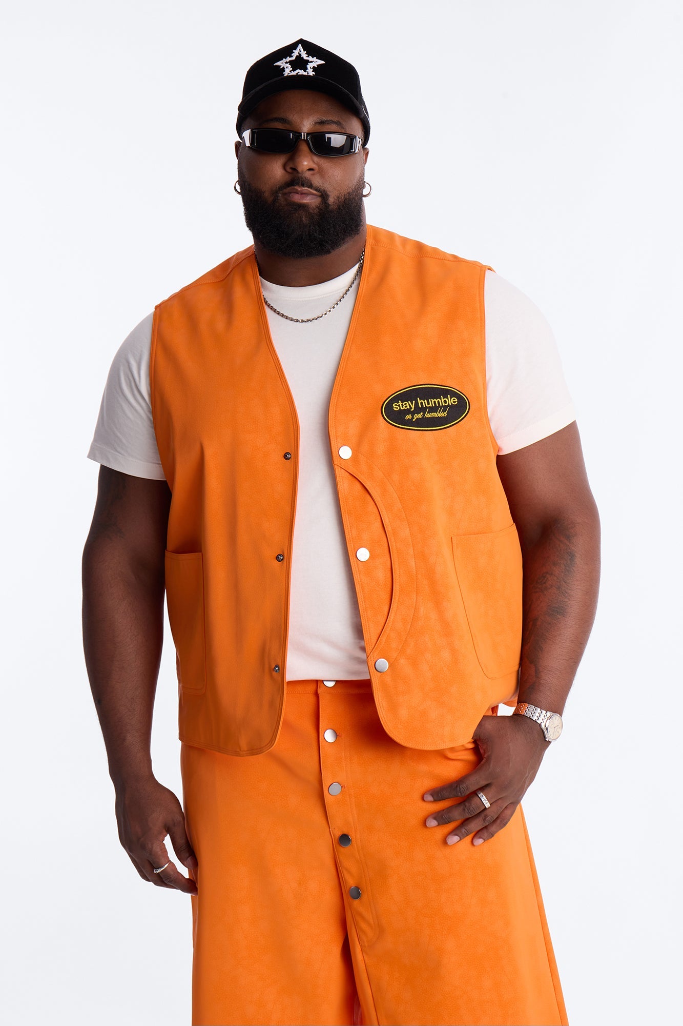 Rebel Hyde Faux Leather Vest - Orange