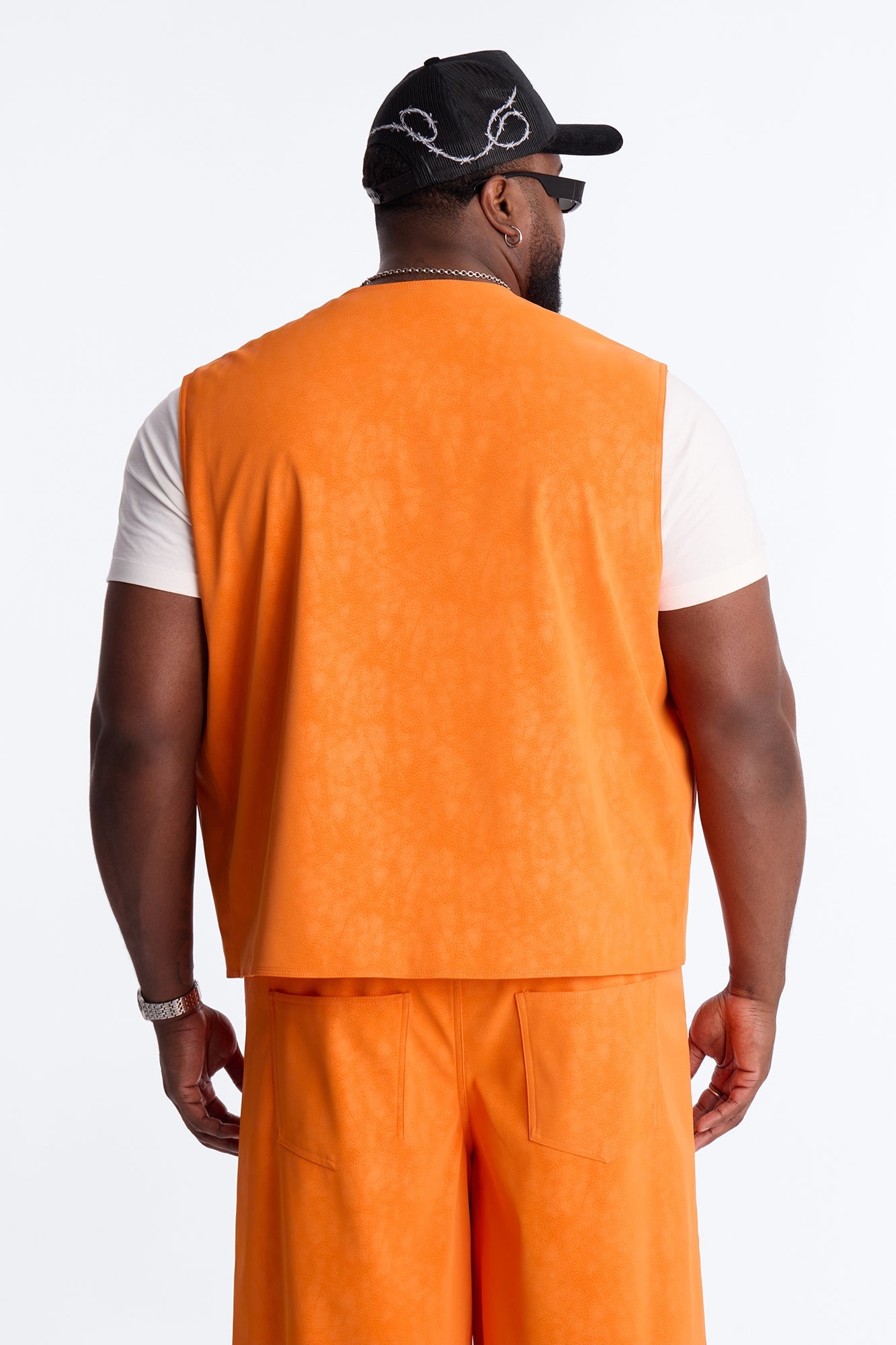 Rebel Hyde Faux Leather Vest - Orange