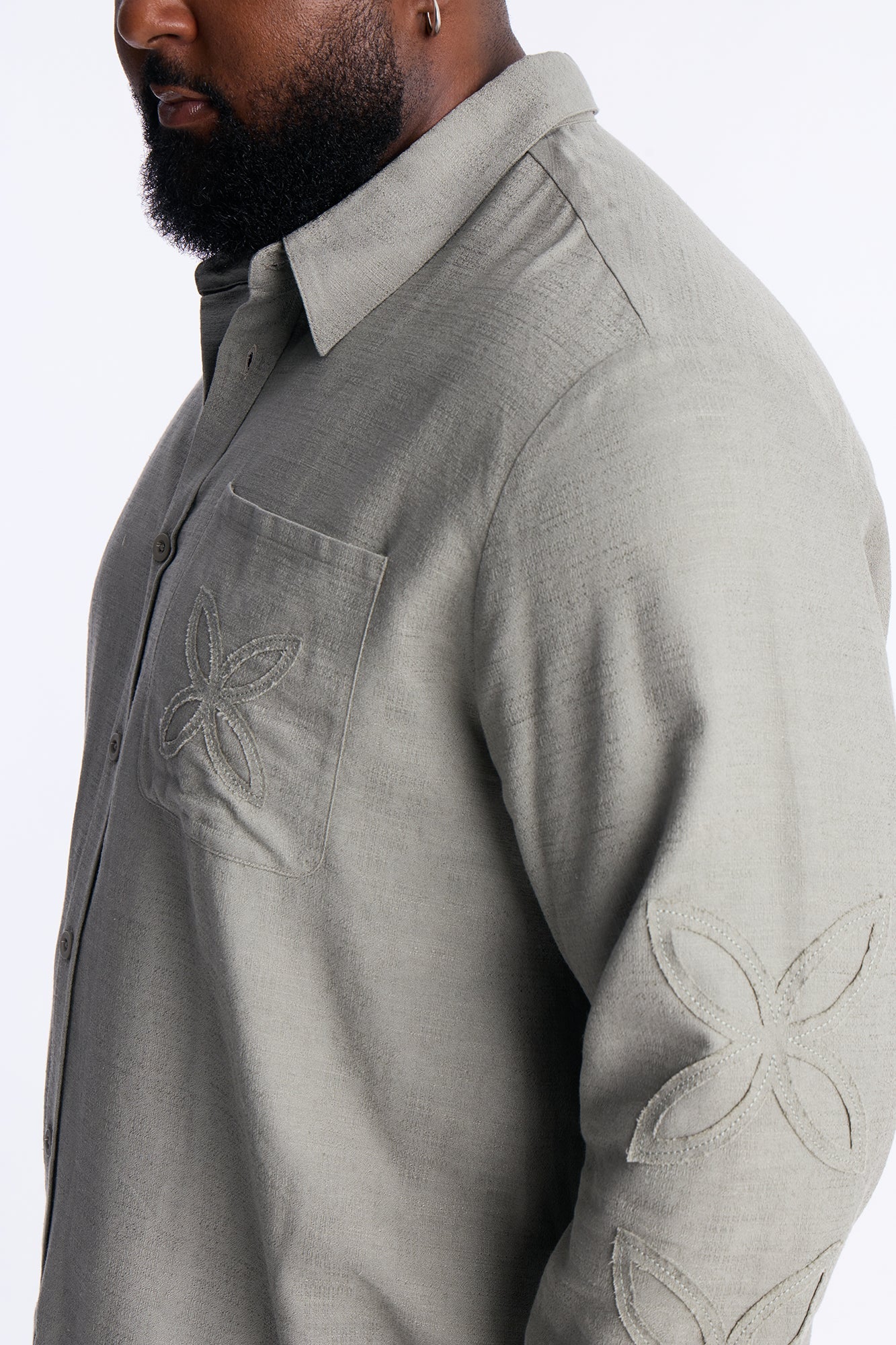 Tropical Fearless Button Up Shirt - Sage