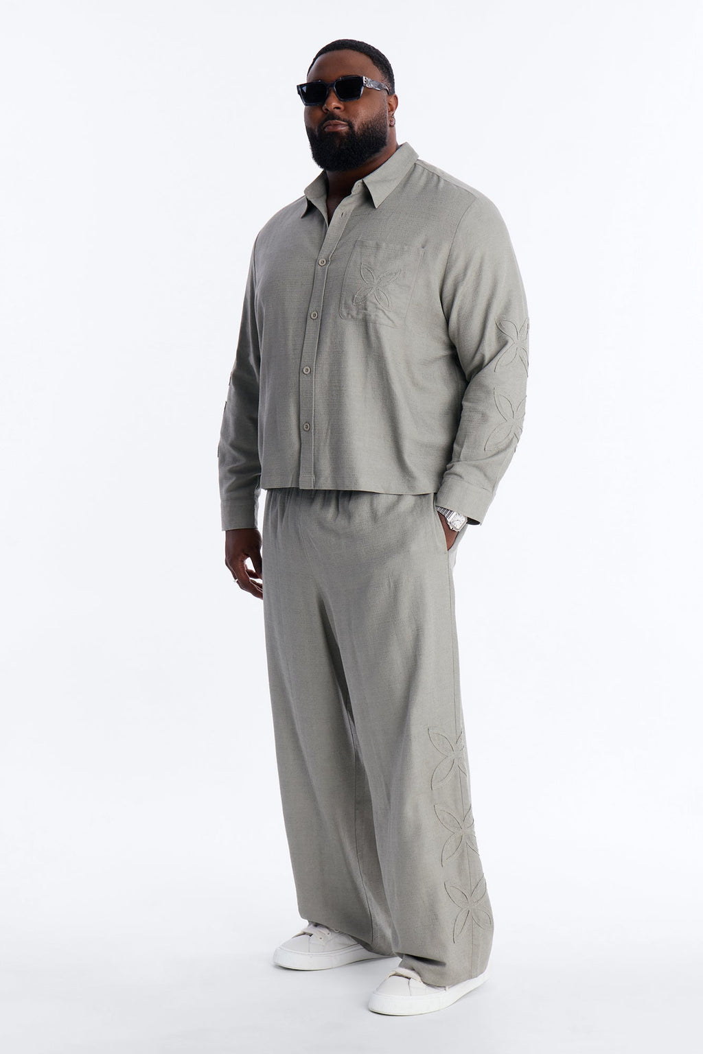 Wide Leg Tropical Fearless Pant - Sage
