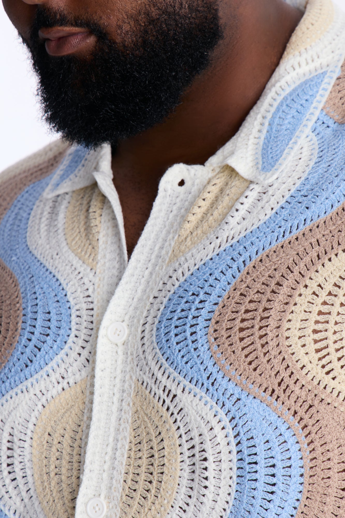 Desert Daze Crochet Short Sleeve Button Up Shirt - Multi Color