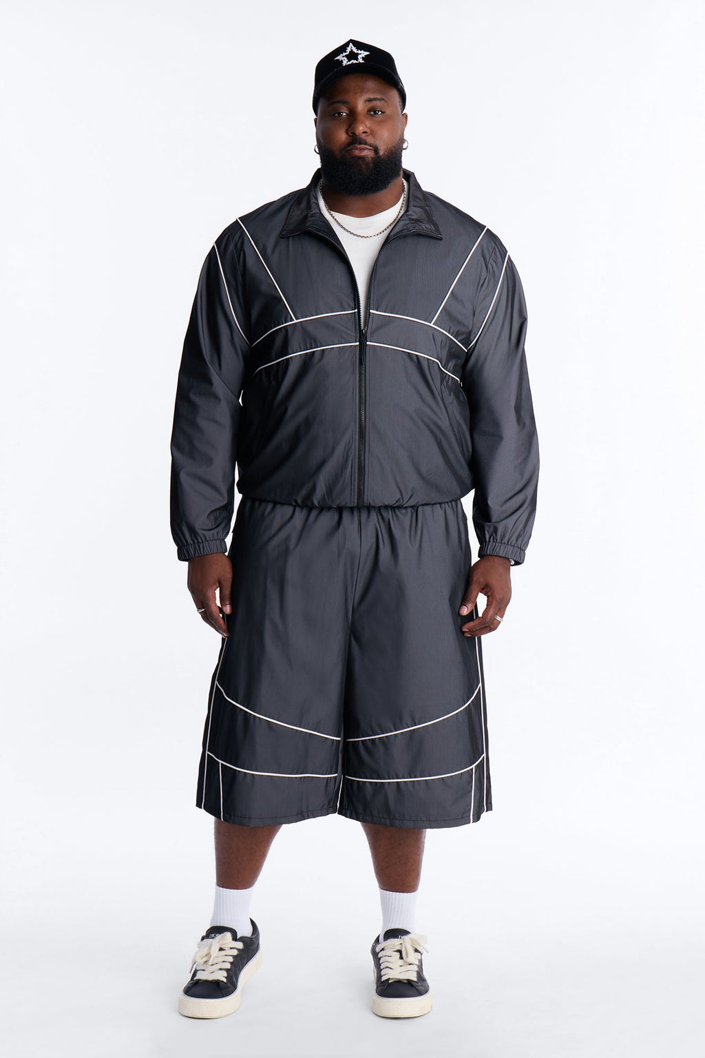 Relaxed Chroma Reflective Mesh Overlay Windbreaker Jacket - PlatinumIce