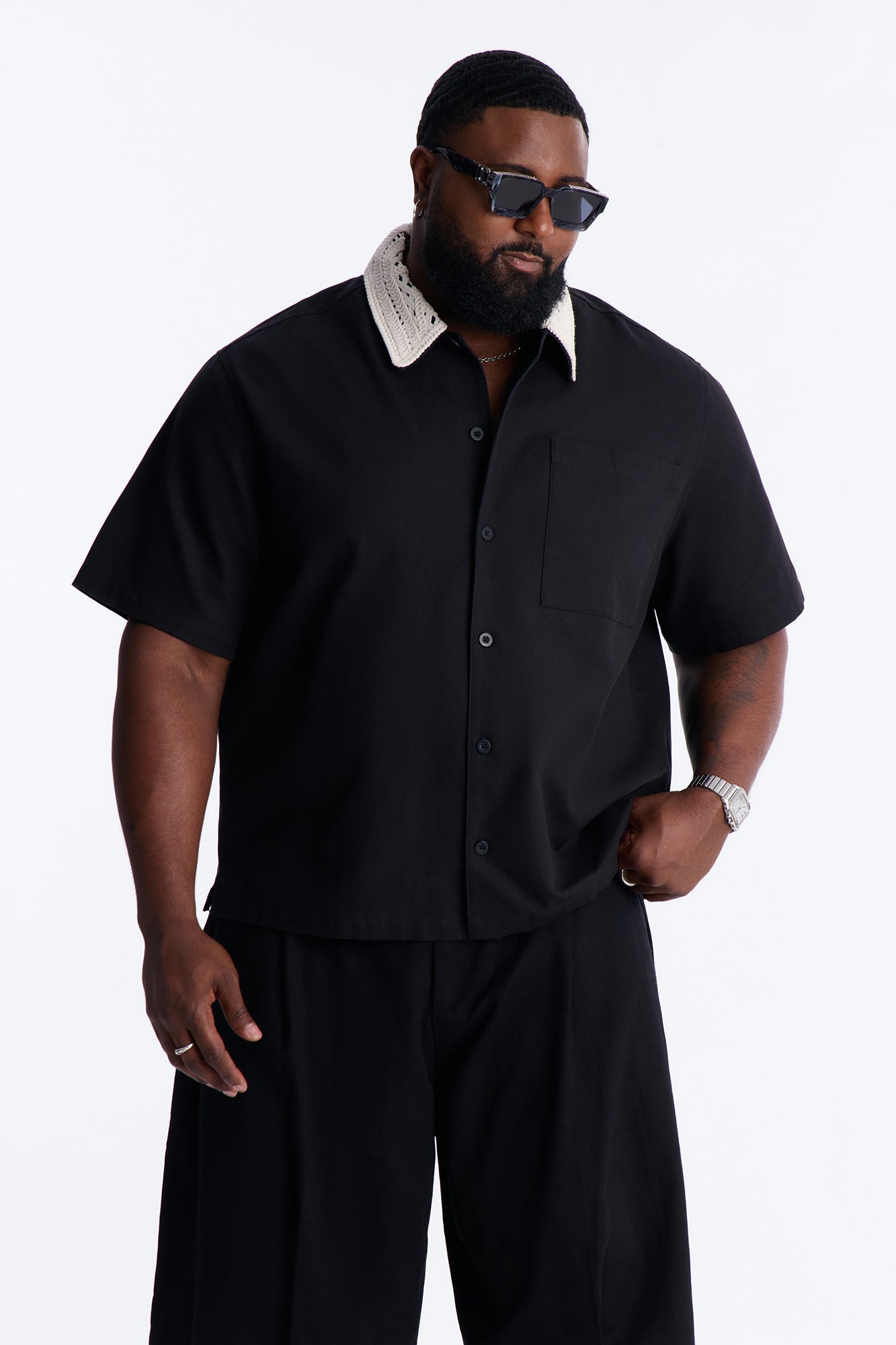 Relaxed Wild Desert Dreams Button Up Shirt - Black