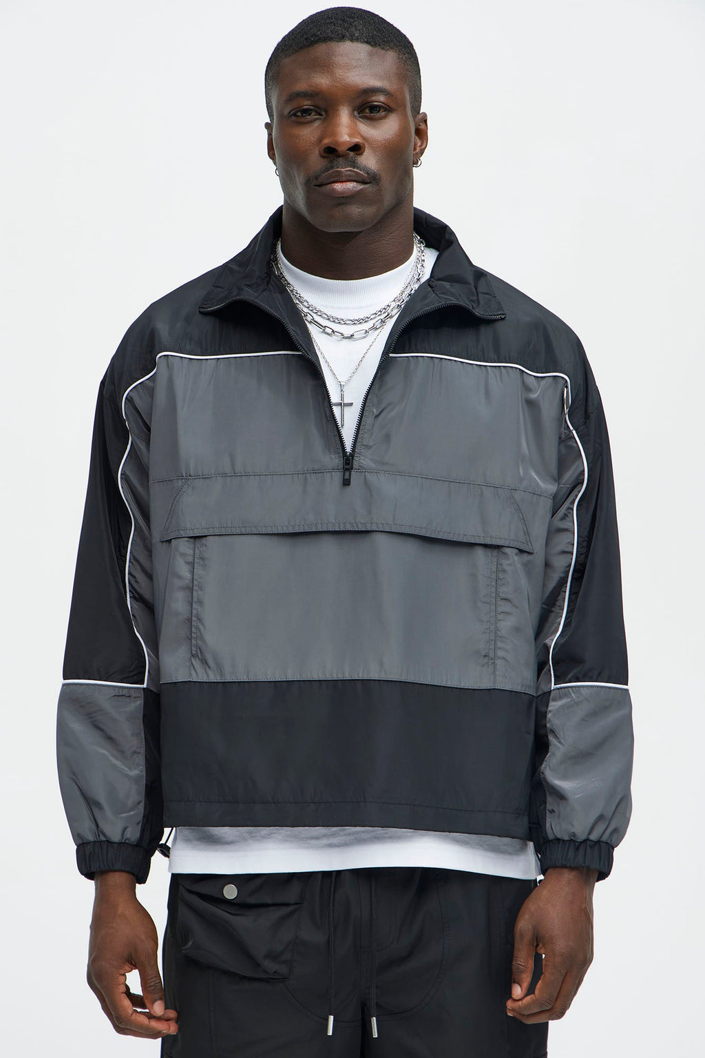 Racer Quarter Zip Coaches Jacket - Black/combo