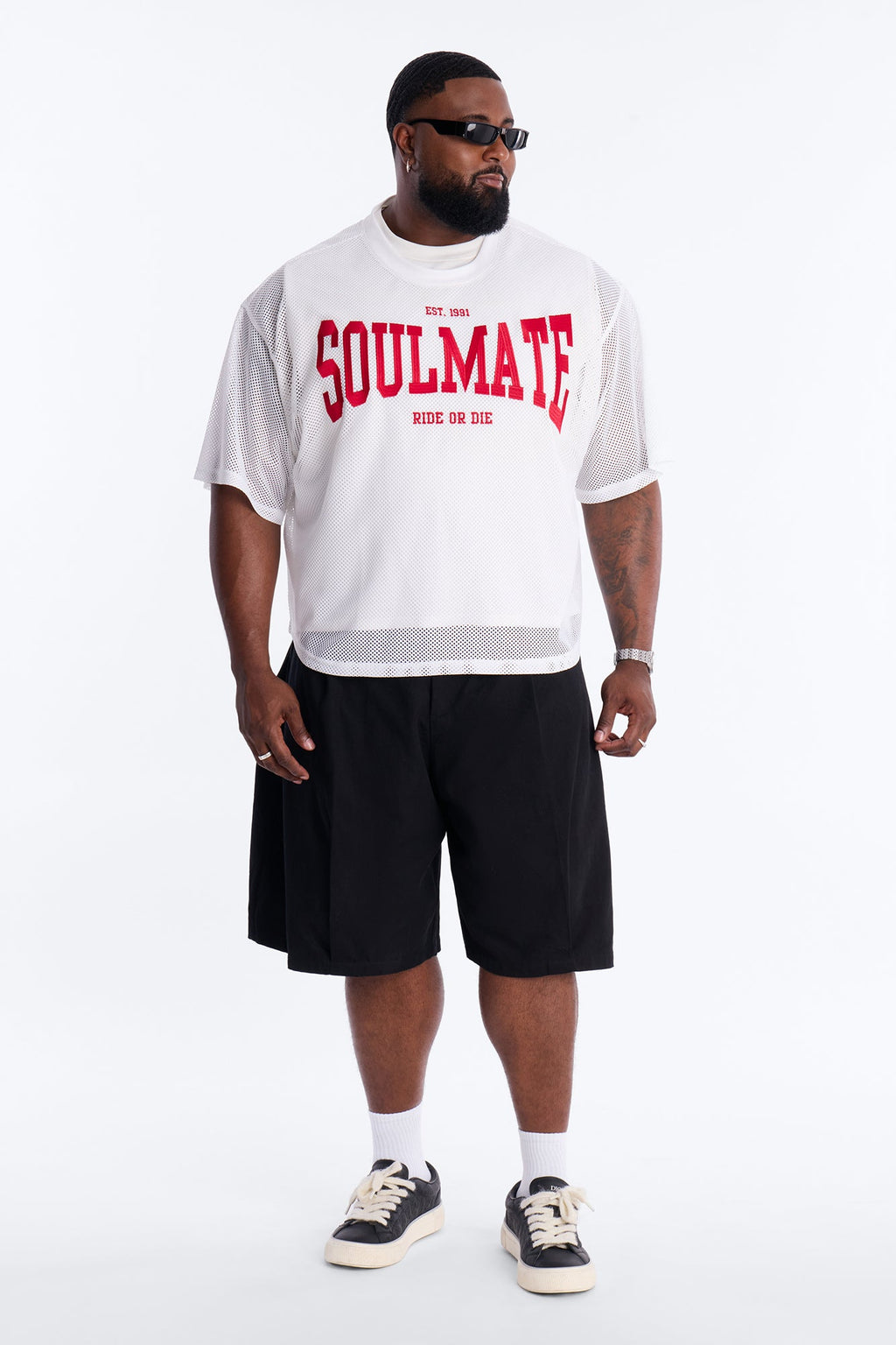 Soulmate Open Hole Mesh Top - White