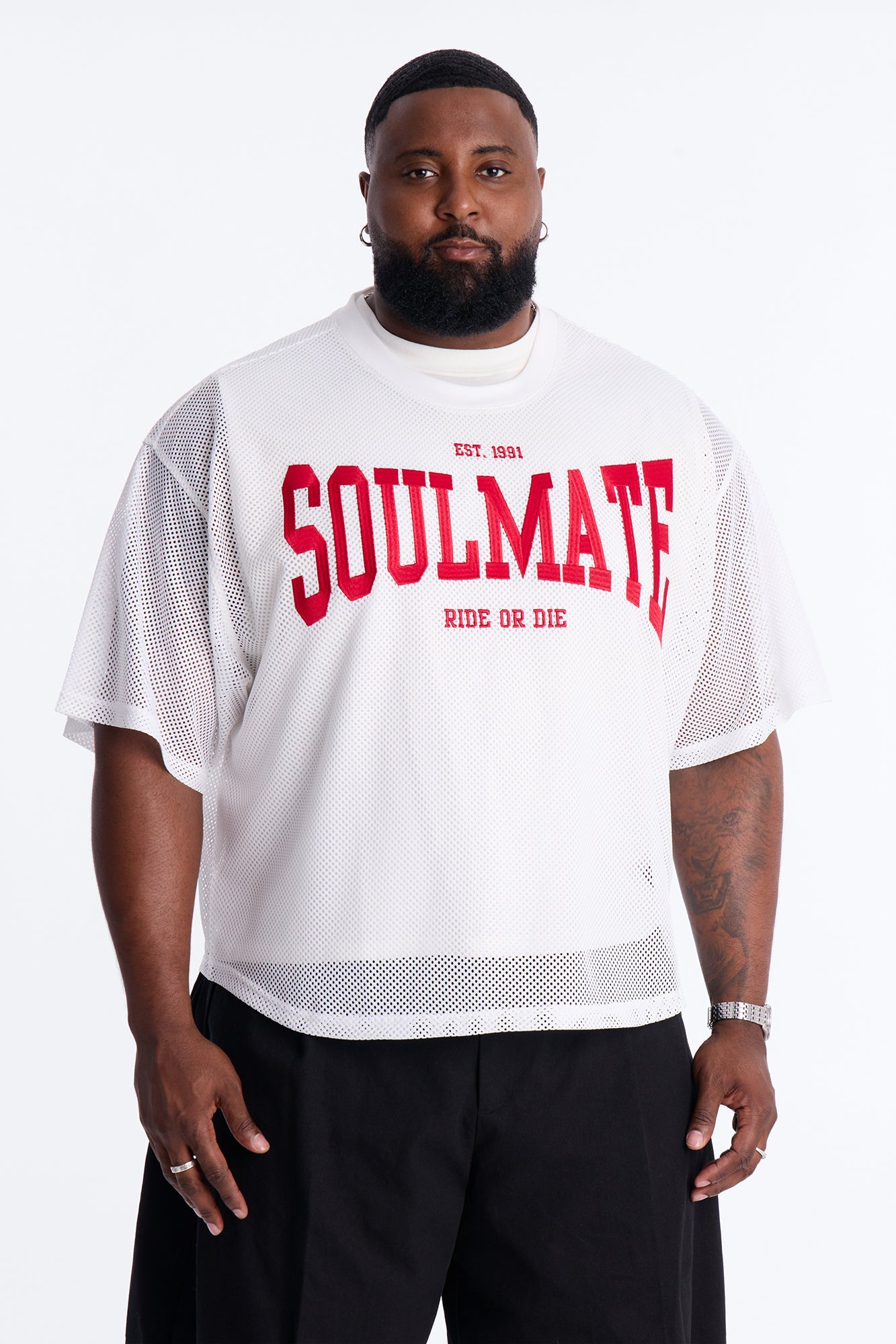 Soulmate Open Hole Mesh Top - White