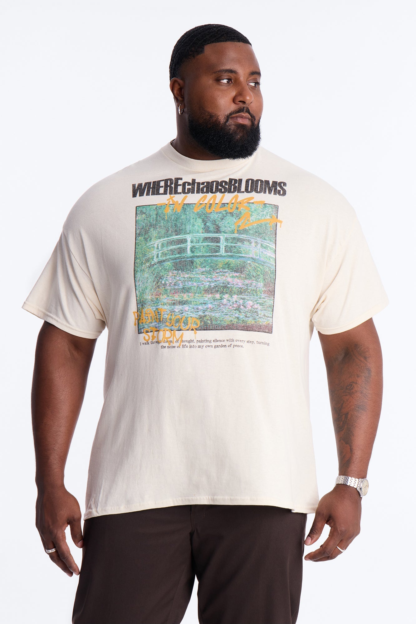 Monet Where Chaos Blooms Short Sleeve Tee - Natural