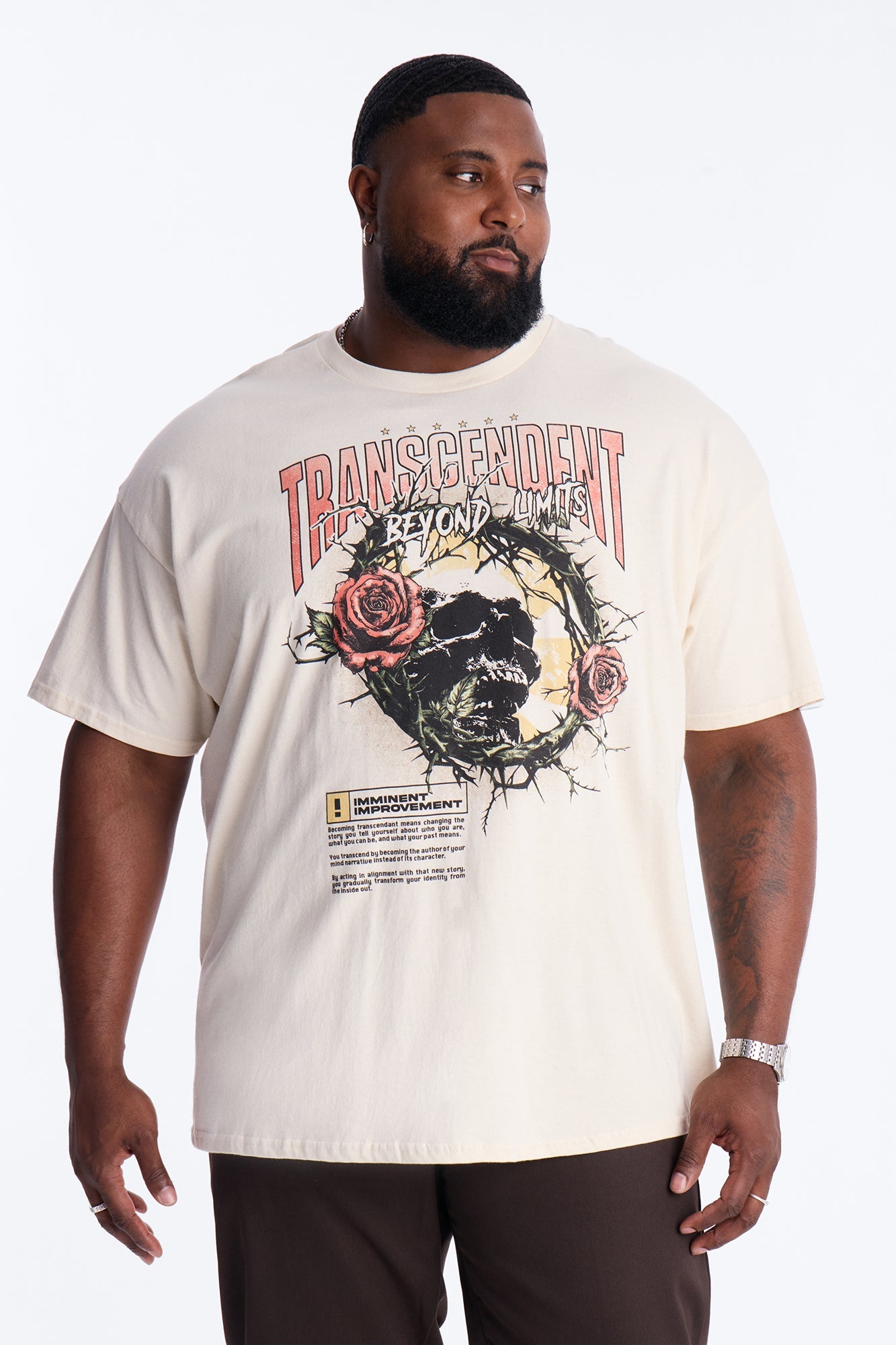 Transcendent Beyond Limits Oversized Short Sleeve Tee - Natural